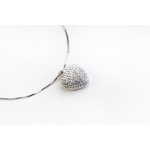 Silver Swarovski Style Crystal Heart Pendant
