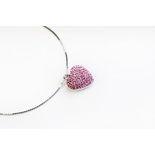 Pink Swarovski Style Crystal Heart Pendant