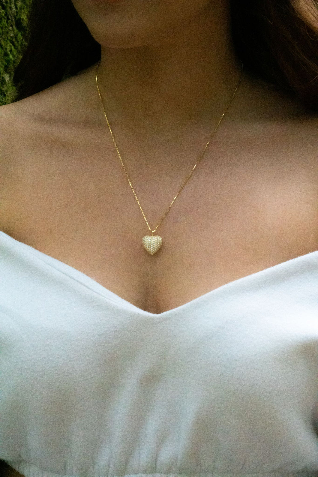 Gold Swarovski Style Crystal Heart Pendant